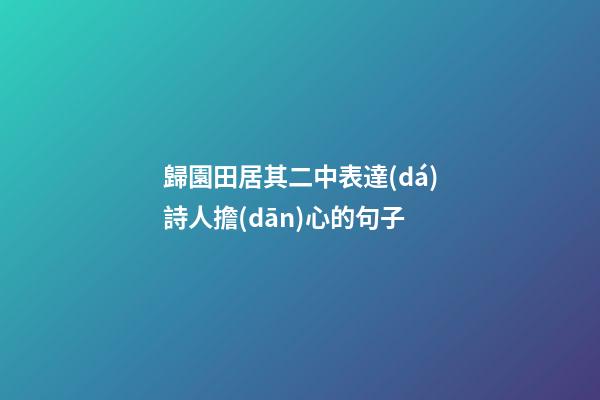 歸園田居其二中表達(dá)詩人擔(dān)心的句子
