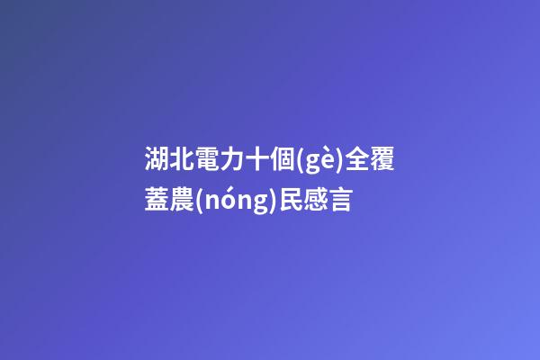 湖北電力十個(gè)全覆蓋農(nóng)民感言