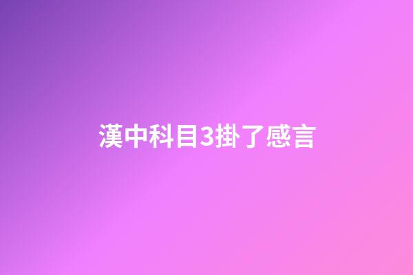漢中科目3掛了感言