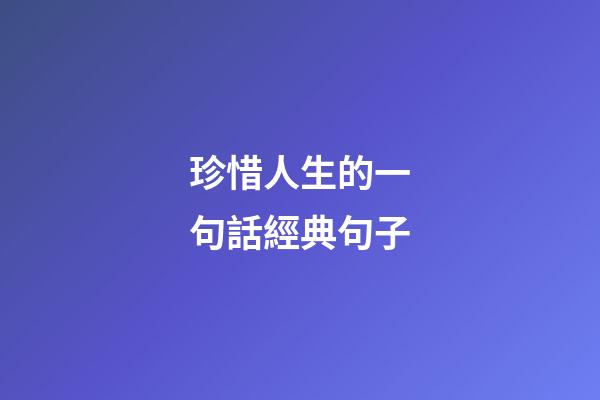 珍惜人生的一句話經典句子