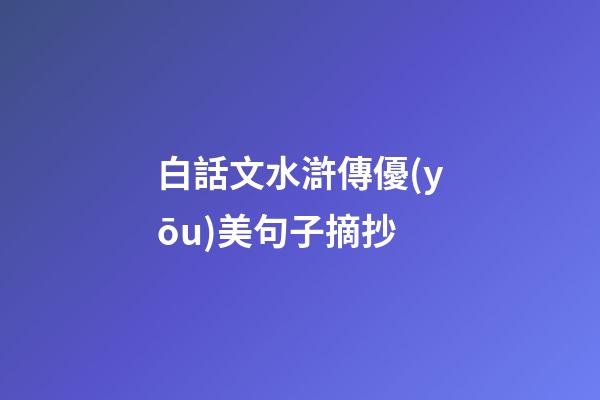 白話文水滸傳優(yōu)美句子摘抄