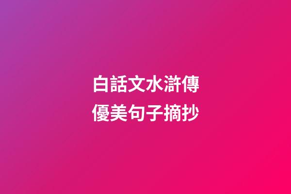 白話文水滸傳優美句子摘抄