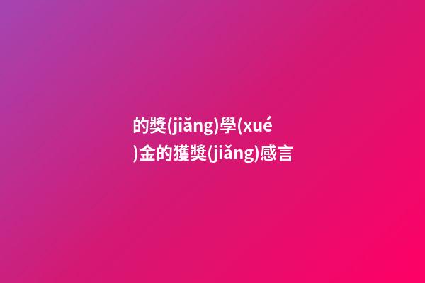 的獎(jiǎng)學(xué)金的獲獎(jiǎng)感言
