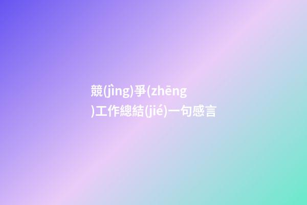 競(jìng)爭(zhēng)工作總結(jié)一句感言