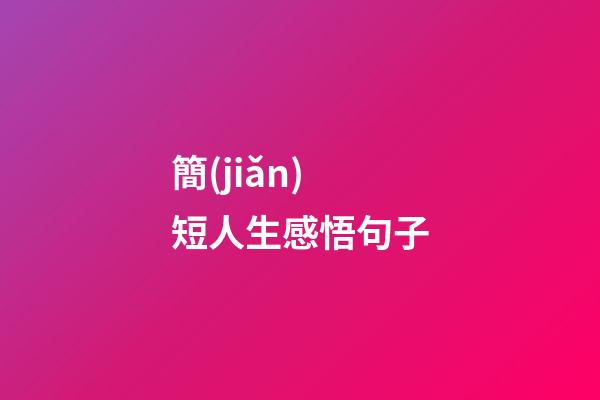 簡(jiǎn)短人生感悟句子