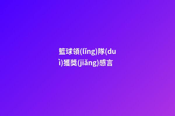 籃球領(lǐng)隊(duì)獲獎(jiǎng)感言