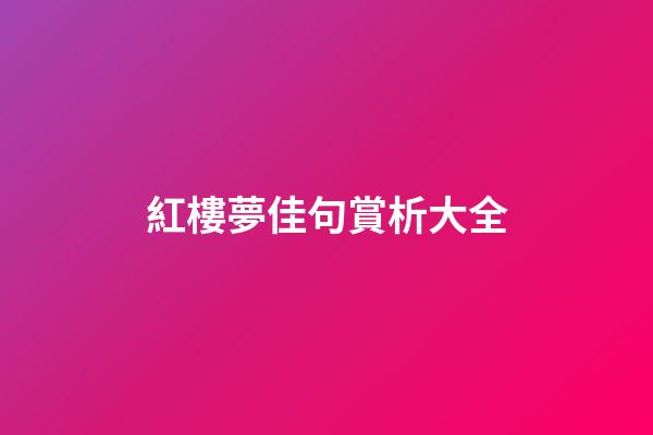 紅樓夢佳句賞析大全
