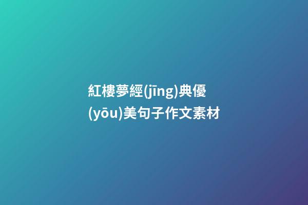 紅樓夢經(jīng)典優(yōu)美句子作文素材