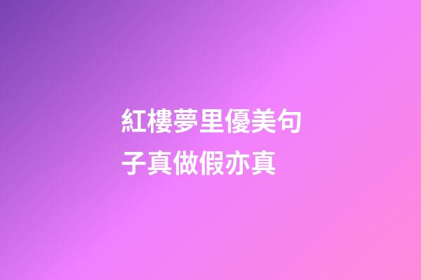 紅樓夢里優美句子真做假亦真