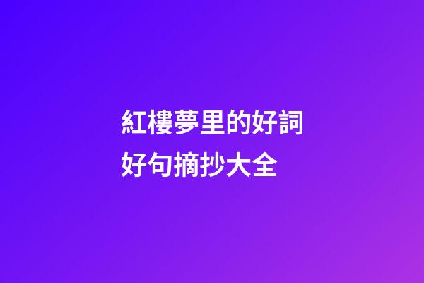 紅樓夢里的好詞好句摘抄大全