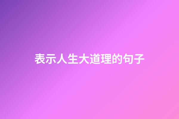 表示人生大道理的句子