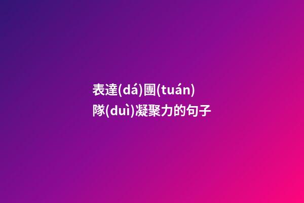 表達(dá)團(tuán)隊(duì)凝聚力的句子
