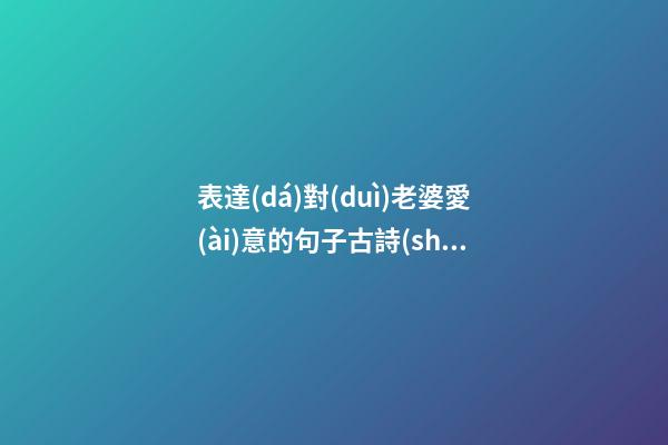 表達(dá)對(duì)老婆愛(ài)意的句子古詩(shī)句