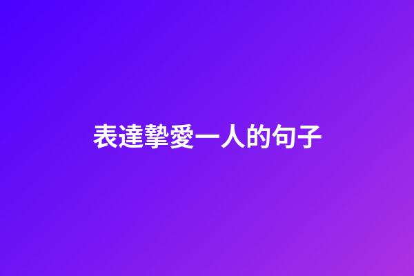 表達摯愛一人的句子