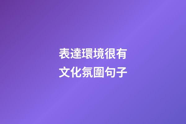 表達環境很有文化氛圍句子