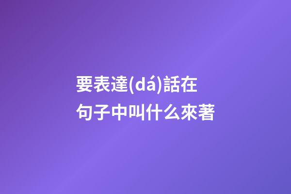 要表達(dá)話在句子中叫什么來著