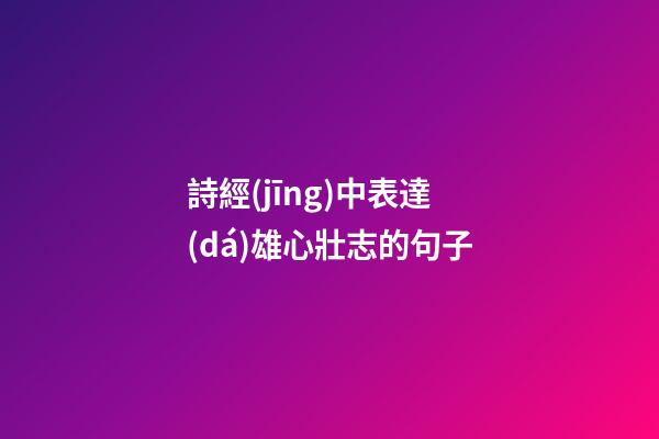 詩經(jīng)中表達(dá)雄心壯志的句子