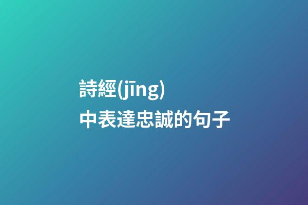詩經(jīng)中表達忠誠的句子