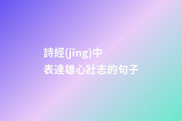 詩經(jīng)中表達雄心壯志的句子