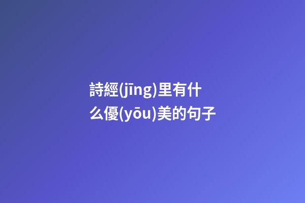 詩經(jīng)里有什么優(yōu)美的句子