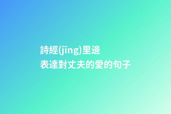詩經(jīng)里邊表達對丈夫的愛的句子