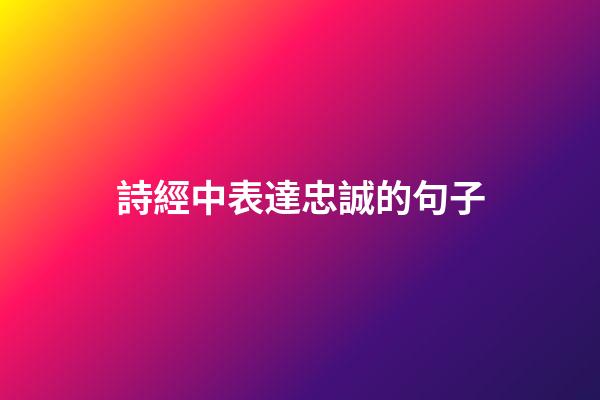 詩經中表達忠誠的句子