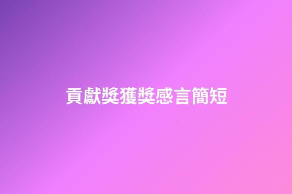 貢獻獎獲獎感言簡短