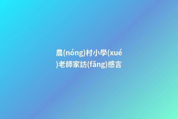 農(nóng)村小學(xué)老師家訪(fǎng)感言