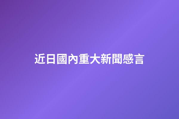 近日國內重大新聞感言