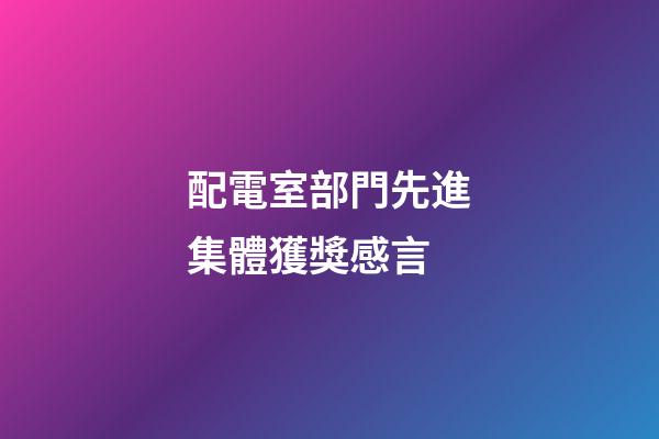 配電室部門先進集體獲獎感言