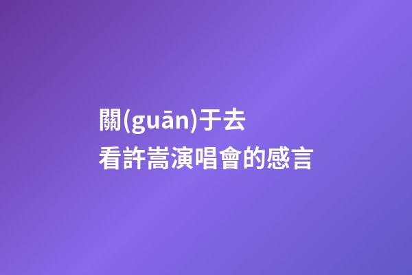 關(guān)于去看許嵩演唱會的感言