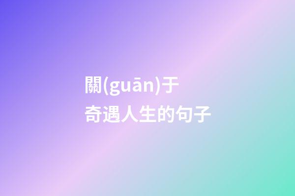 關(guān)于奇遇人生的句子