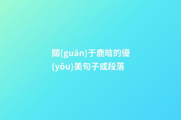 關(guān)于鹿晗的優(yōu)美句子或段落