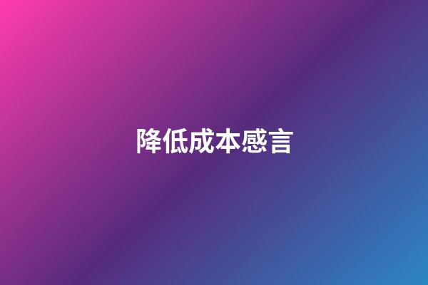 降低成本感言