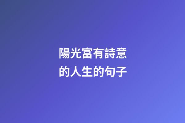 陽光富有詩意的人生的句子