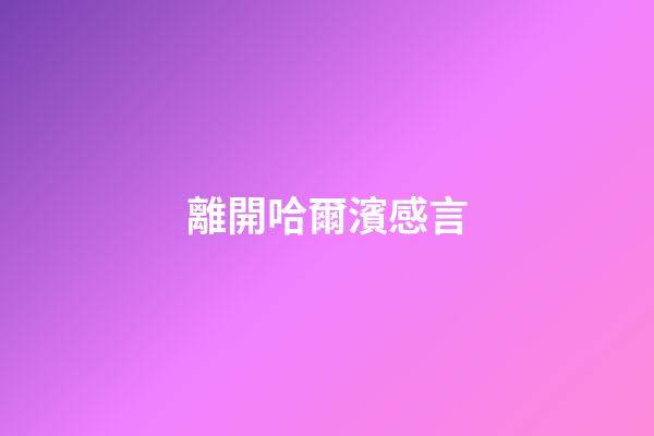 離開哈爾濱感言