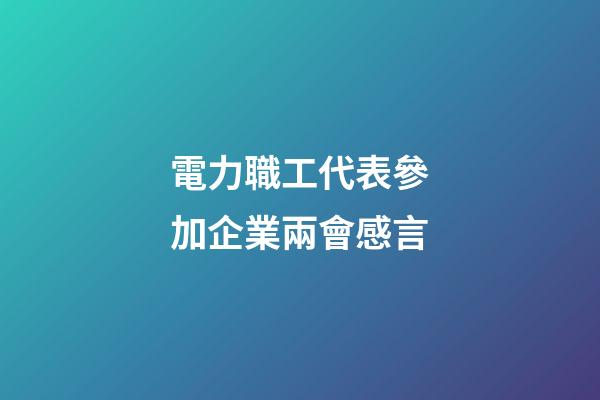 電力職工代表參加企業兩會感言