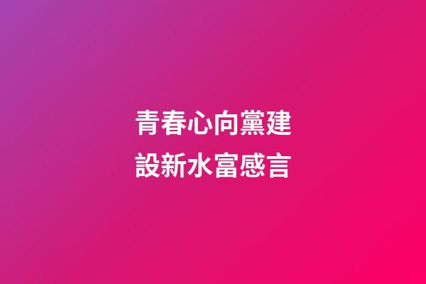 青春心向黨建設新水富感言