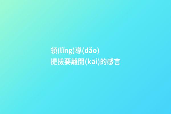 領(lǐng)導(dǎo)提拔要離開(kāi)的感言