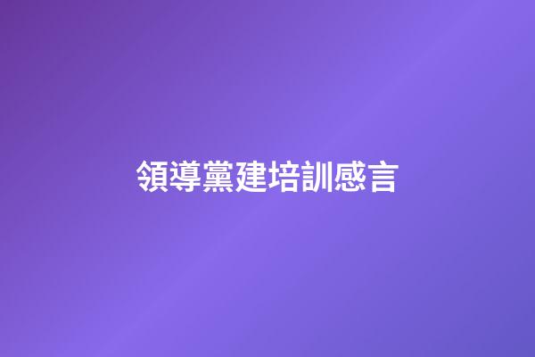 領導黨建培訓感言