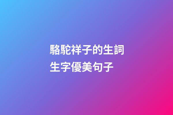 駱駝祥子的生詞生字優美句子