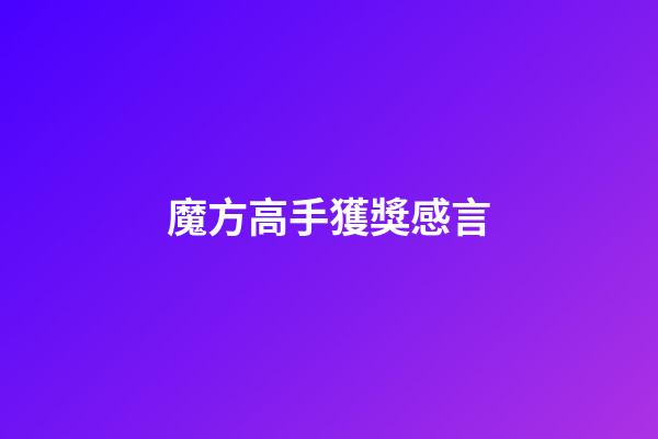 魔方高手獲獎感言