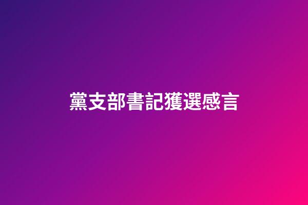 黨支部書記獲選感言
