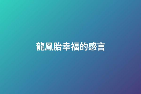 龍鳳胎幸福的感言